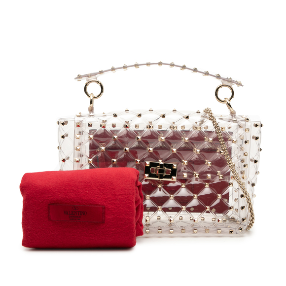 Pre-Loved Valentino Medium PVC Rockstud Spike Satchel - Picture 7 of 7